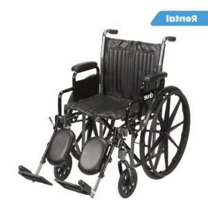 A standard wheelchair with a rental tag.